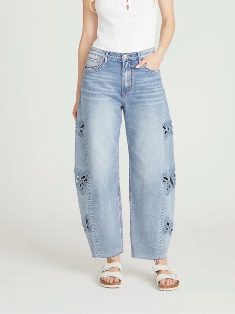 Parker Barrel - Framed Flutters Women's Wide Leg Jeans with Cutout Detail
